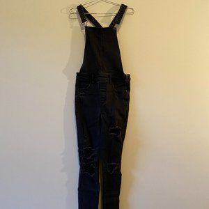 AE Black Ripped Skinny Overalls